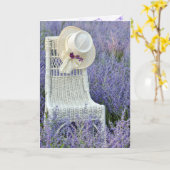 椅子に友情の帽子 カード (黄色い花)