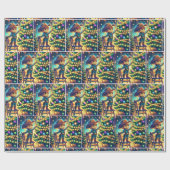 椅子に座った小さなカウボーイ飾のクリスマスツリー ラッピングペーパー (フラット)