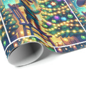 椅子に座った小さなカウボーイ飾のクリスマスツリー ラッピングペーパー (ロールコーナー)