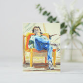 椅子に座った油絵の女性 ポストカード (スタンド正面)