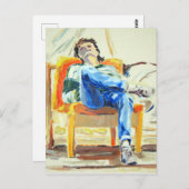 椅子に座った油絵の女性 ポストカード (正面/裏面)
