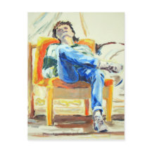 椅子に座った油絵の女性