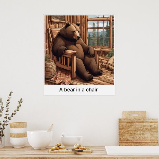 椅子に座った熊 – プリント (キッチン)