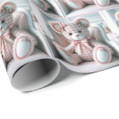 椅子に座るギンガムテディベア ラッピングペーパー (ロールコーナー)