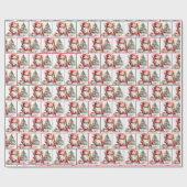 椅子に座る水色のクリスマス雪だるま ラッピングペーパー (フラット)