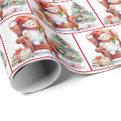 椅子に座る水色のクリスマス雪だるま ラッピングペーパー (ロールコーナー)