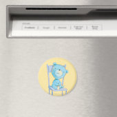 椅子に微笑む青いカリコベア マグネット (インサイチュ (食洗機))