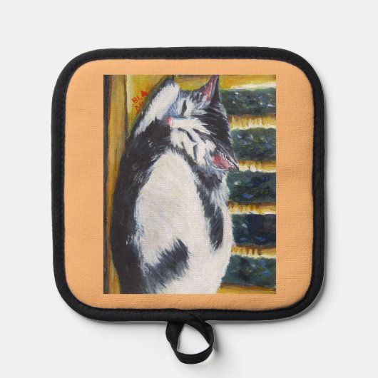 椅子に眠るキッティングOven Mitts & Holders 鍋敷き (正面)