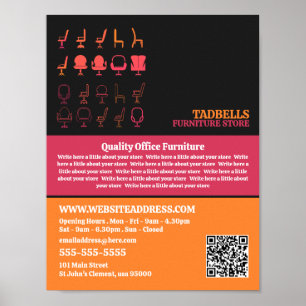 椅子のアイコン – 家具店の販売 ポスター