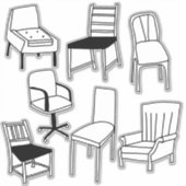 椅子のスケッチ シール (正面)