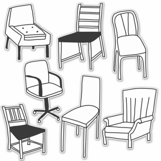 椅子のスケッチ シール (正面)