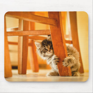 椅子の下の子猫 マウスパッド