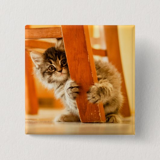 椅子の下の子猫 缶バッジ (正面)