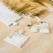 椅子の付いたオレンジと白の猫 ジグソーパズル (側面)