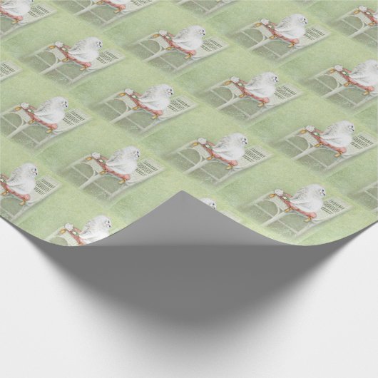 椅子の枕の上に白いペルシャ猫 ラッピングペーパー (角)