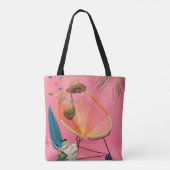 椅子の横の青いフリップフロップ トートバッグ (裏面)