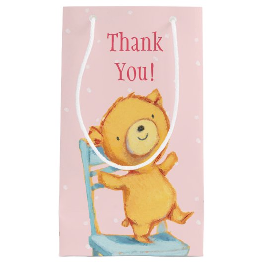 椅子の黄色いくまのダンスそして演劇 スモールペーパーバッグ (正面)