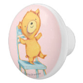 椅子の黄色いくまのダンスそして演劇 セラミックノブ (右)