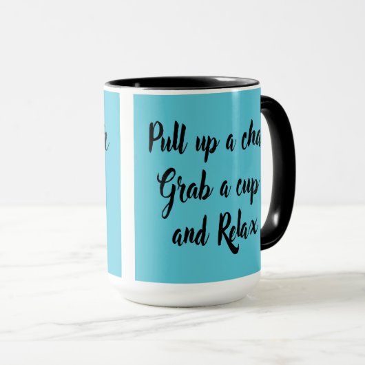 椅子を引っ張ってコップを取り付ける マグカップ (正面右)