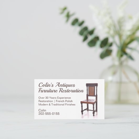 椅子アンティーク家具の修復 名刺 (スタンド正面)