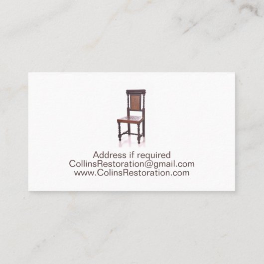椅子アンティーク家具の修復 名刺 (裏面)