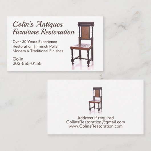 椅子アンティーク家具の修復 名刺 (正面/裏面)