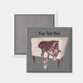 椅子磁石で眠るグレイホおもしろいンド マグネット (正面/裏面)