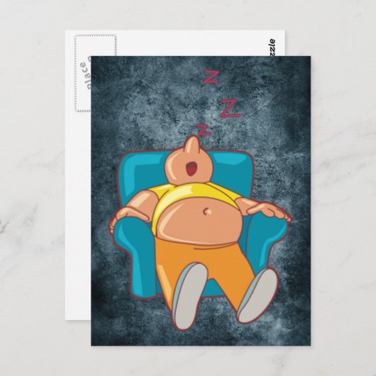 椅子ZZZで眠っている漫画の男 ポストカード (正面/裏面)