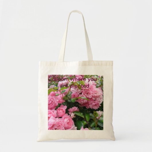 植えられたばら色のトートであるところ開花 トートバッグ (正面)