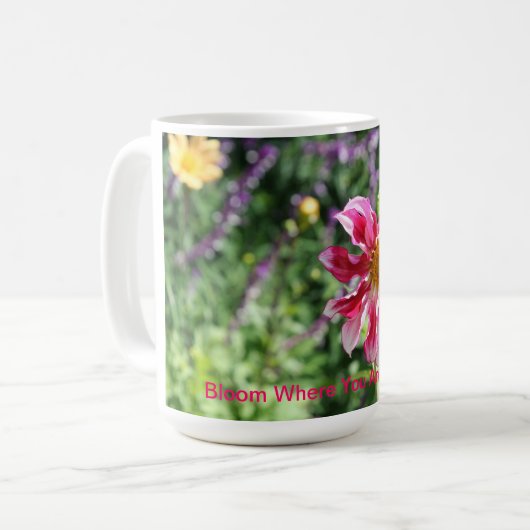 植えられたマグであるところ開花 コーヒーマグカップ (正面左)