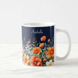 植えられた場所で花開く ネイビーブルーの花 コーヒーマグカップ