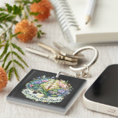 植えられた場所で花開く フラワーブレインの水彩画 キーホルダー (正面右)