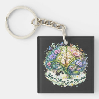 植えられた場所で花開く フラワーブレインの水彩画 キーホルダー
