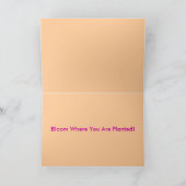 植えられた挨拶状のイメージどこにであるか咲かせて下さい カード (内部)