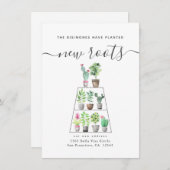 植えられた新しい根の水彩植物の移動 案内状 (正面/裏面)