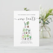 植えられた新しい根の水彩植物の移動 案内状 (スタンド正面)