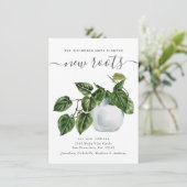 植えられた新しい根の水彩植物の移動 案内状 (スタンド正面)