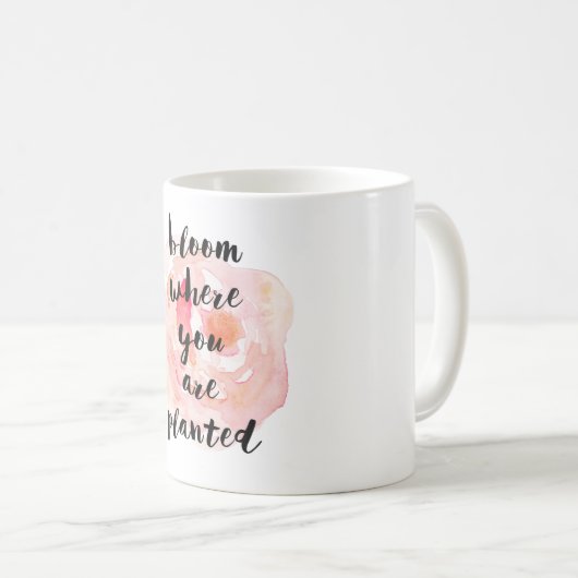 植えられた水彩画である開花は上がりました コーヒーマグカップ (正面右)