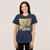 植え付けられた開花-フローラ成長デザイン トライブレンドTシャツ (正面全面)