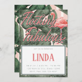 植え付けファブルス招待状フラミンゴテーマ 招待状 (正面/裏面)