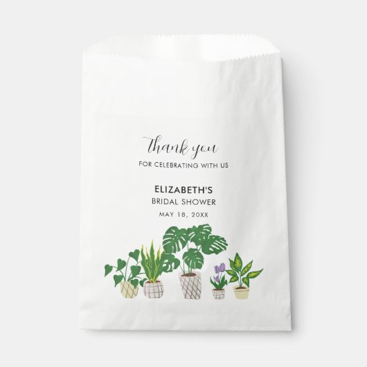 植え込みの植物 ブライダルシャワーのグリーン ありがとう フェイバーバッグ (正面)