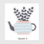 植シンプルモダン物パステル付きティーポット シール (シート)