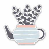 植シンプルモダン物パステル付きティーポット シール (正面)