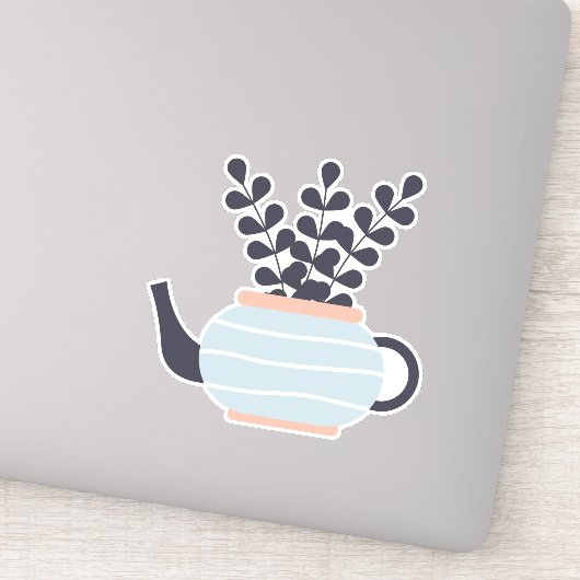植シンプルモダン物パステル付きティーポット シール (詳細)