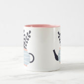 植シンプルモダン物パステル付きティーポット ツートーンマグカップ (中央)