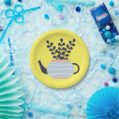 植シンプルモダン物パステル付きティーポット ペーパープレート (パーティー)