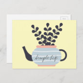 植シンプルモダン物パステル付きティーポット ポストカード (正面/裏面)