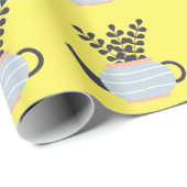 植シンプルモダン物パステル付きティーポット ラッピングペーパー (ロールコーナー)