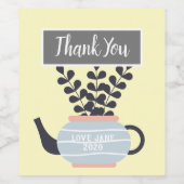 植シンプルモダン物パステル付きティーポット ワインラベル (シングルラベル)