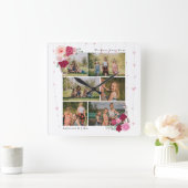 植シンプル物フローラMOM 6フォトコラージュの贈り物 スクエア壁時計 (ホーム)